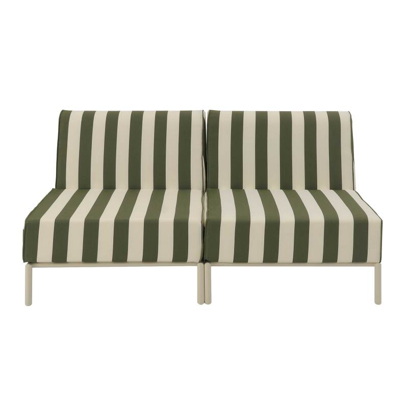 Sofá modular de exterior a rayas para 2 personas con 2 sillones (6/7)