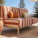 Sofá modular de exterior a rayas para 2 personas con 2 sillones