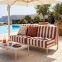 Sofá modular de exterior a rayas para 2 personas con 2 sillones