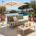 Sofá modular de exterior a rayas para 2 personas con 2 sillones