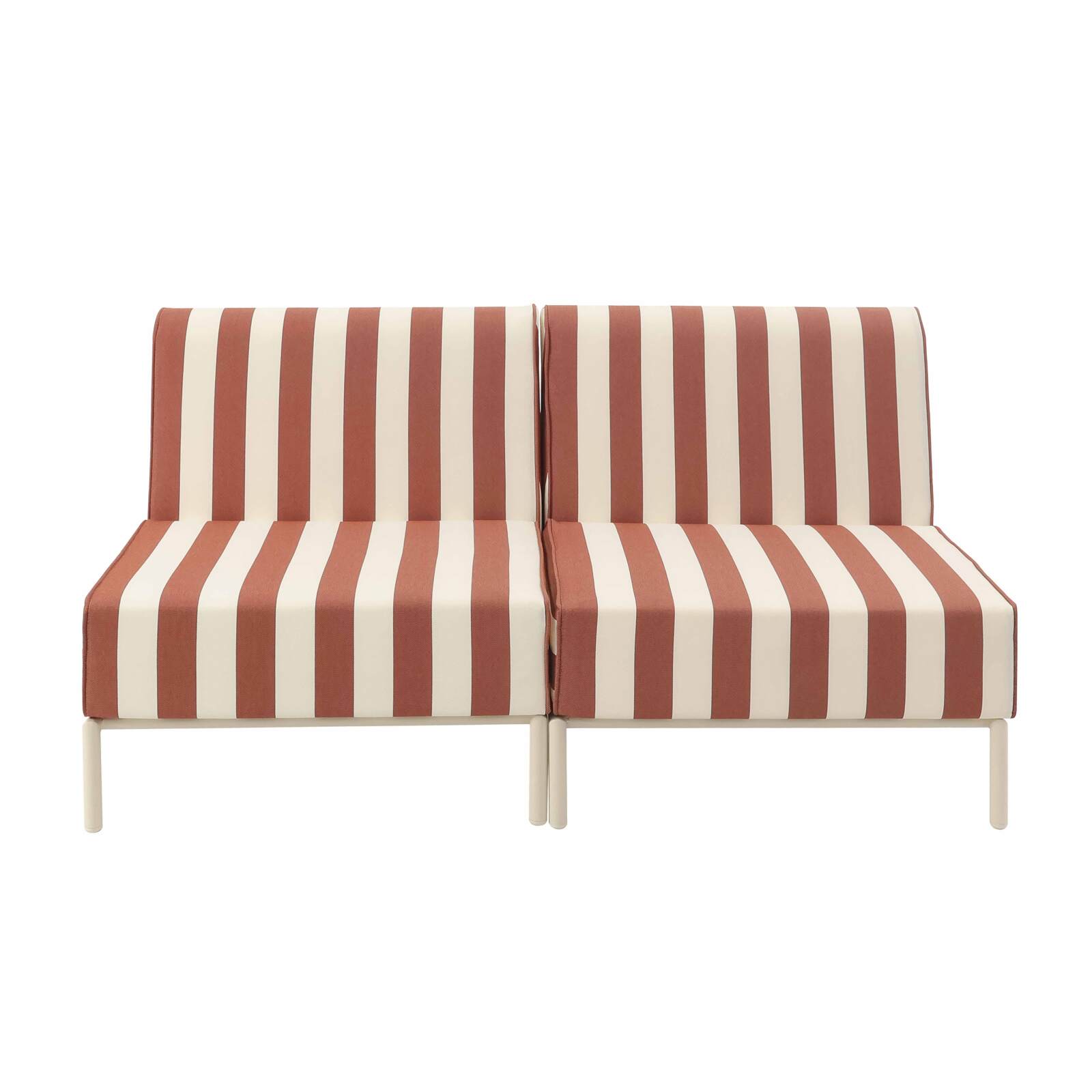 Sofá modular de exterior a rayas para 2 personas con 2 sillones