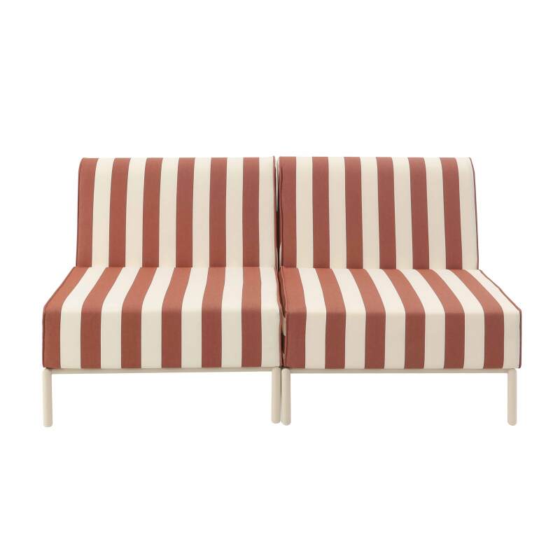 Sofá modular de exterior a rayas para 2 personas con 2 sillones (4/7)