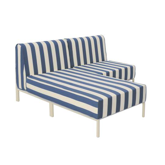 Sofá modular de exterior a rayas para 2 personas con 1 sillón y 1 chaise longue
