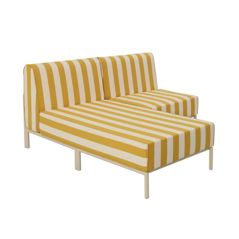 Sofá modular de exterior a rayas para 2 personas con 1 sillón y 1 chaise longue