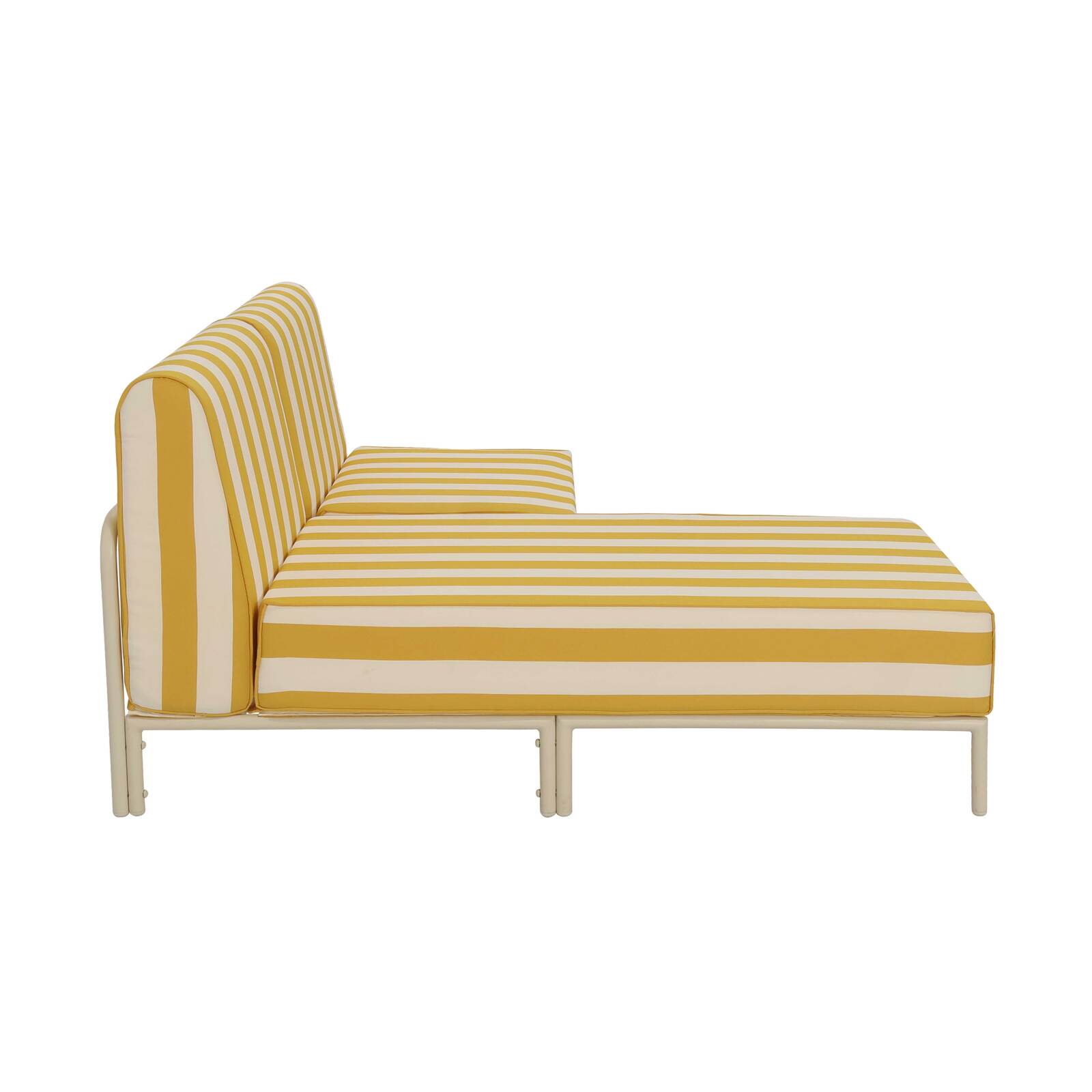Sofá modular de exterior a rayas para 2 personas con 1 sillón y 1 chaise longue