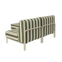 Sofá modular de exterior a rayas para 2 personas con 1 sillón y 1 chaise longue