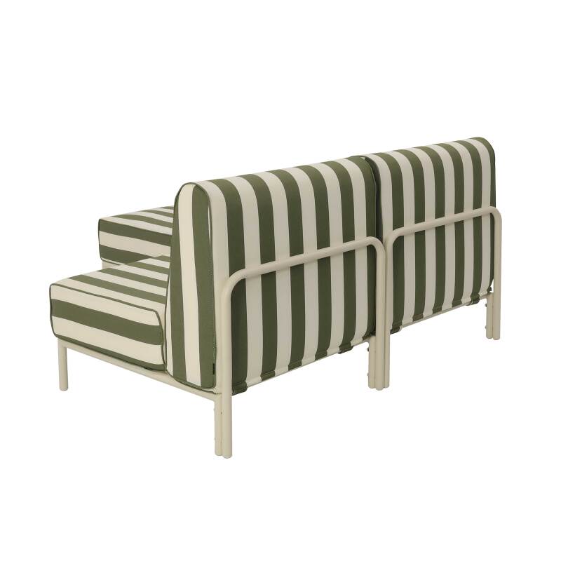 Sofá modular de exterior a rayas para 2 personas con 1 sillón y 1 chaise longue (4/7)