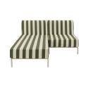 Sofá modular de exterior a rayas para 2 personas con 1 sillón y 1 chaise longue