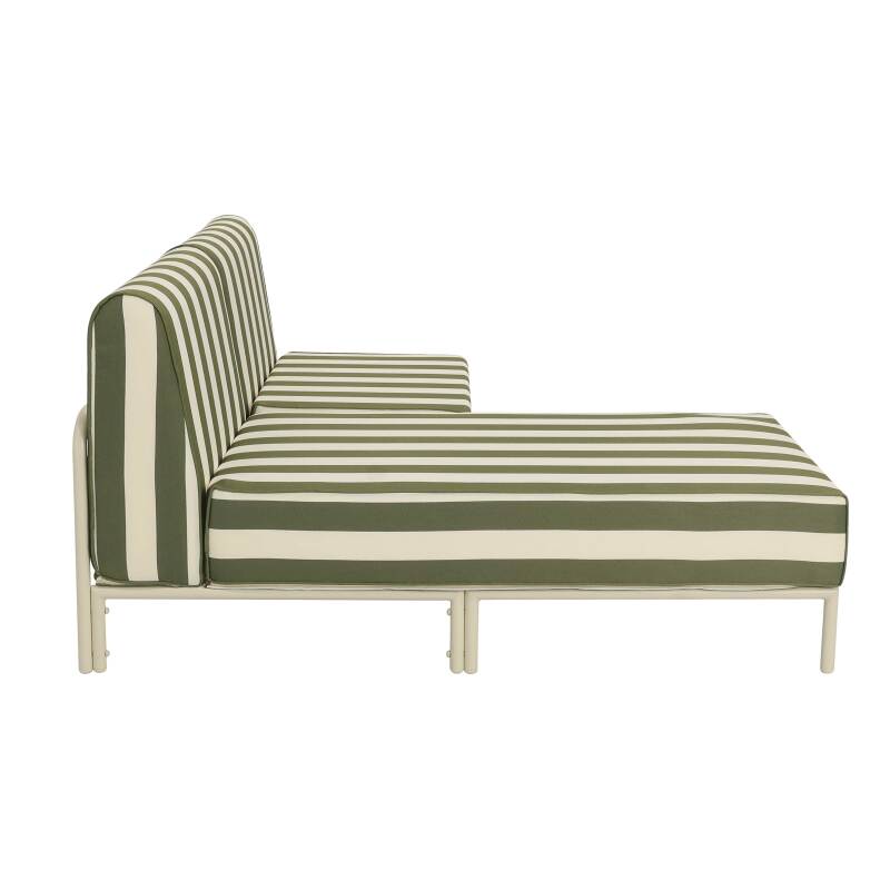 Sofá modular de exterior a rayas para 2 personas con 1 sillón y 1 chaise longue (6/7)