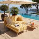 Sofá modular de exterior a rayas para 2 personas con 1 sillón y 1 chaise longue