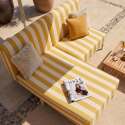 Sofá modular de exterior a rayas para 2 personas con 1 sillón y 1 chaise longue
