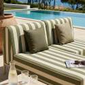Sofá modular de exterior a rayas para 2 personas con 1 sillón y 1 chaise longue
