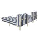 Sofá modular de exterior a rayas para 3 personas con 2 chaise longues y 1 puf