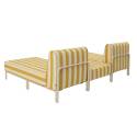 Sofá modular de exterior a rayas para 3 personas con 2 chaise longues y 1 puf