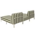 Sofá modular de exterior a rayas para 3 personas con 2 chaise longues y 1 puf