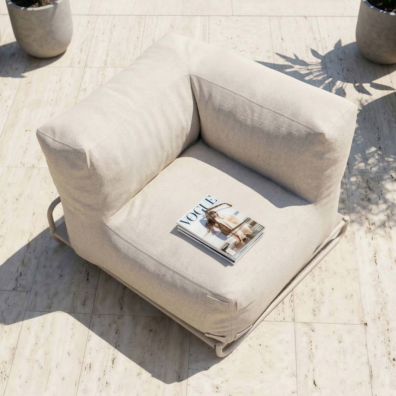Sillón esquinero para sofá modular de exterior con estructura