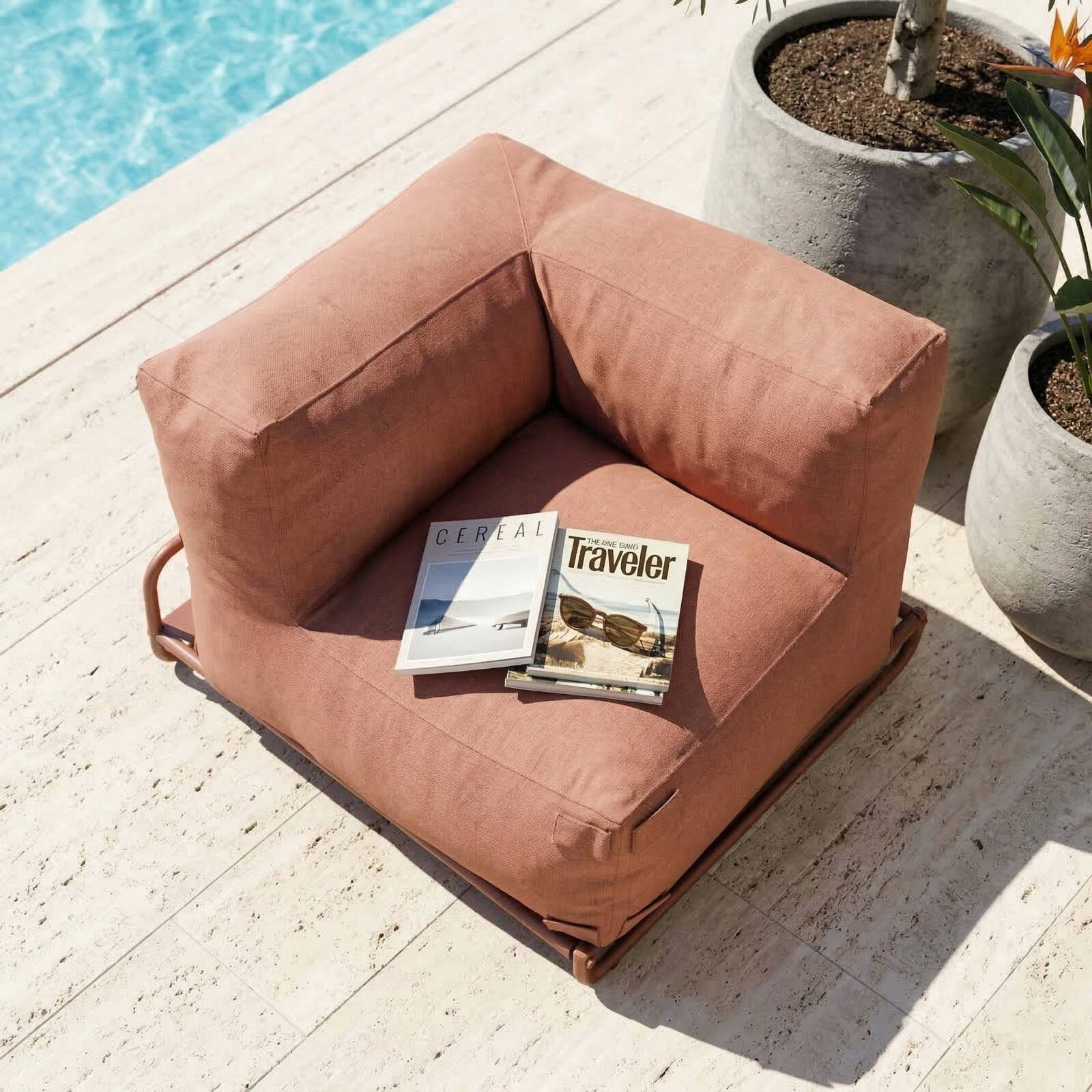 Sillón esquinero para sofá modular de exterior con estructura