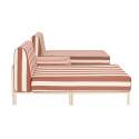 Sofá modular de exterior a rayas para 3 personas con 2 chaise longues y 1 puf
