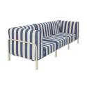Sofá modular de exterior a rayas para 3 personas con 1 sillón y 2 sillones esquineros