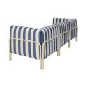 Sofá modular de exterior a rayas para 3 personas con 1 sillón y 2 sillones esquineros