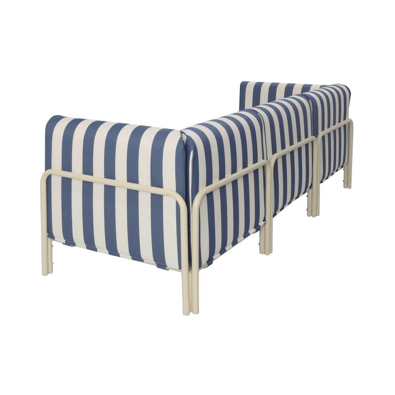 Sofá modular de exterior a rayas para 3 personas con 1 sillón y 2 sillones esquineros (3/8)