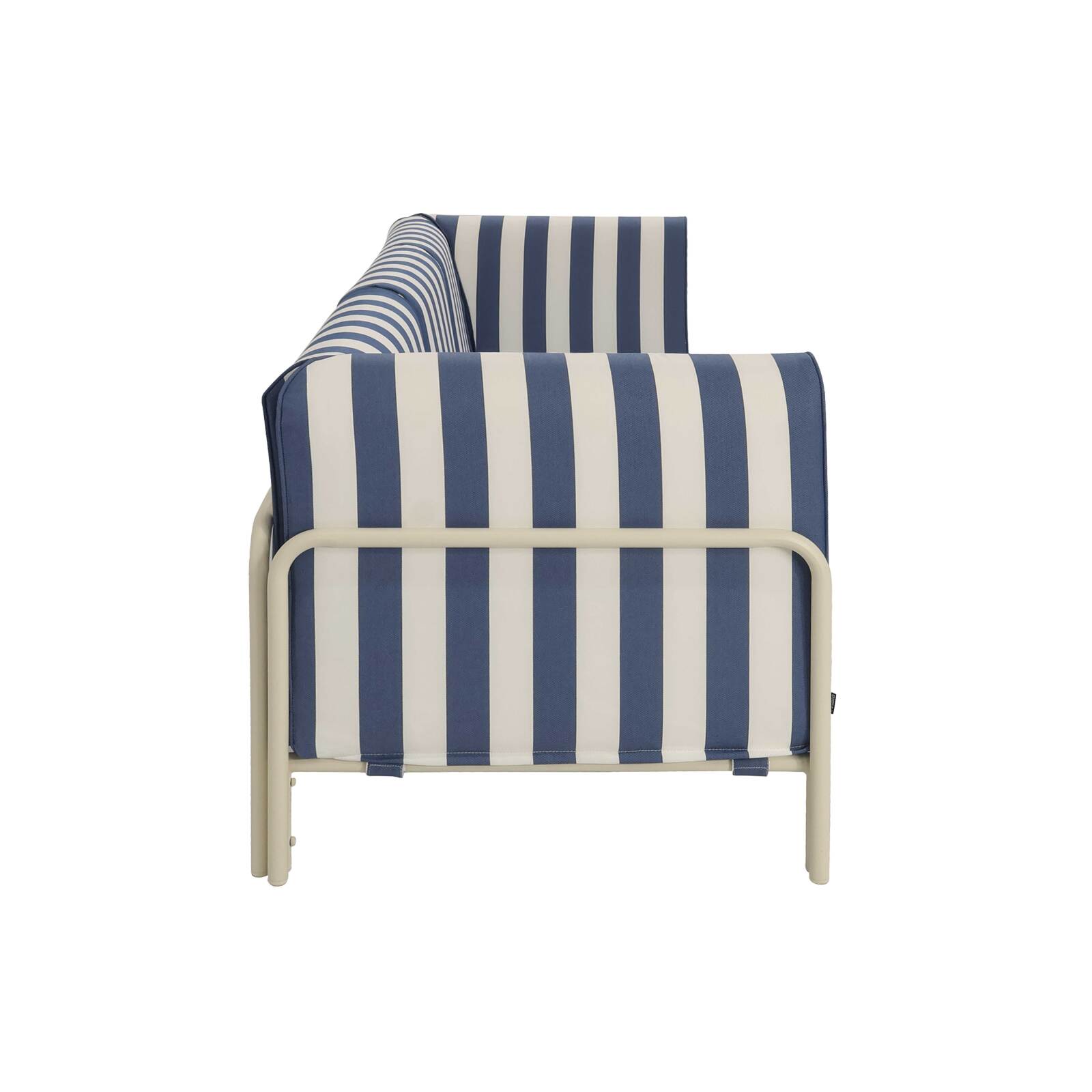 Sofá modular de exterior a rayas para 3 personas con 1 sillón y 2 sillones esquineros