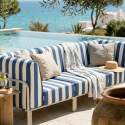 Sofá modular de exterior a rayas para 3 personas con 1 sillón y 2 sillones esquineros