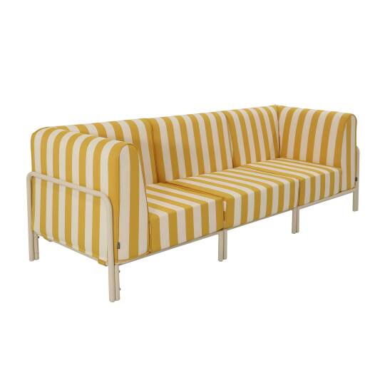 Sofá modular de exterior a rayas para 3 personas con 1 sillón y 2 sillones esquineros | Oviala