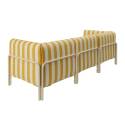 Sofá modular de exterior a rayas para 3 personas con 1 sillón y 2 sillones esquineros