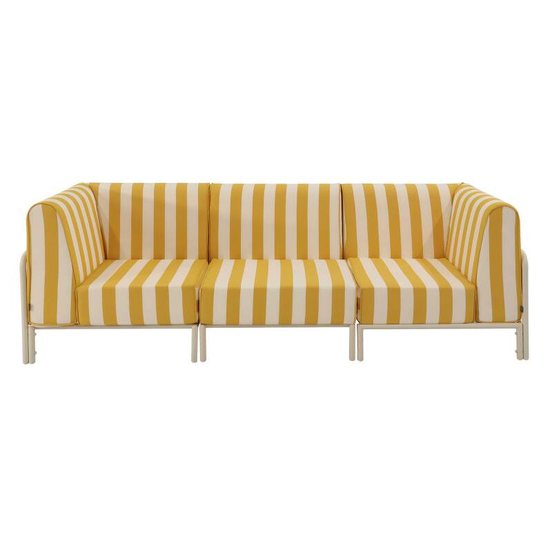 Sofá modular de exterior a rayas para 3 personas con 1 sillón y 2 sillones esquineros (6/8)