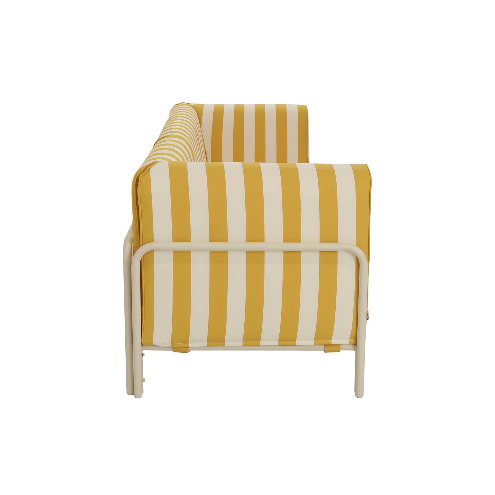 Sofá modular de exterior a rayas para 3 personas con 1 sillón y 2 sillones esquineros
