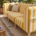 Sofá modular de exterior a rayas para 3 personas con 1 sillón y 2 sillones esquineros