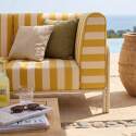 Sofá modular de exterior a rayas para 3 personas con 1 sillón y 2 sillones esquineros