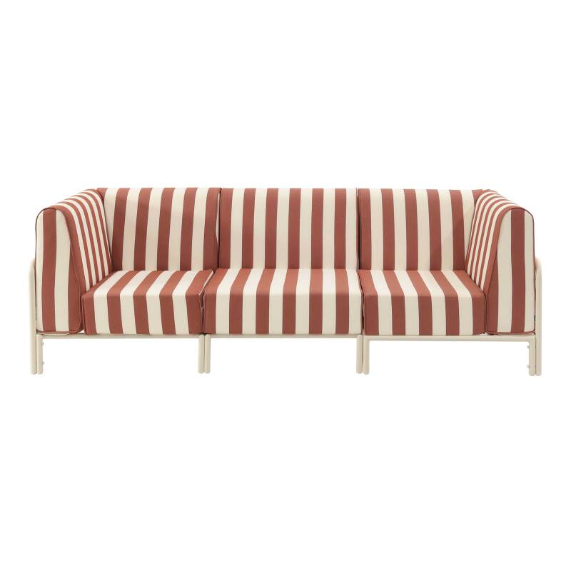 Sofá modular de exterior a rayas para 3 personas con 1 sillón y 2 sillones esquineros (5/7)