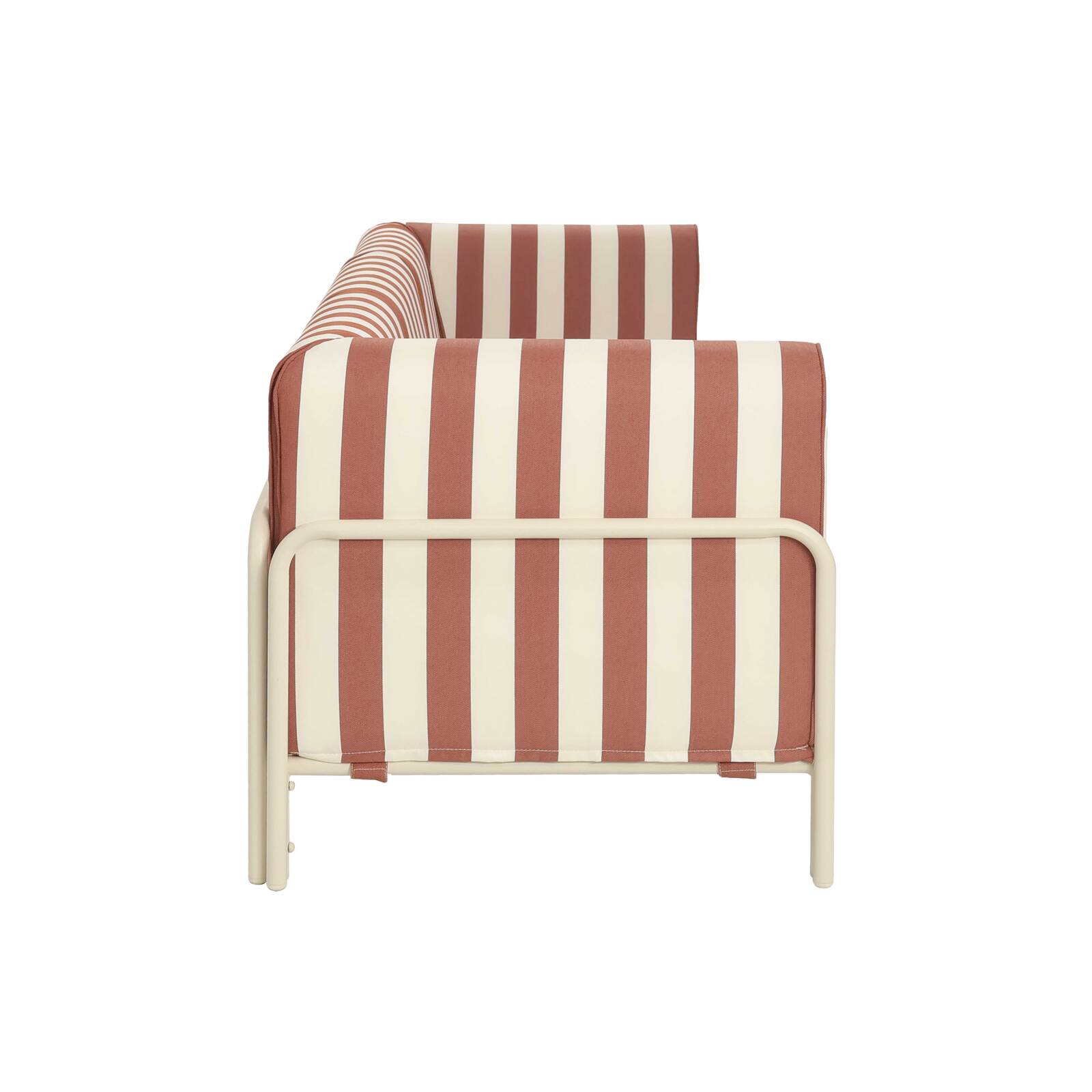 Sofá modular de exterior a rayas para 3 personas con 1 sillón y 2 sillones esquineros