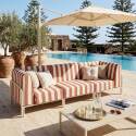 Sofá modular de exterior a rayas para 3 personas con 1 sillón y 2 sillones esquineros