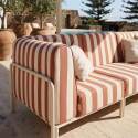 Sofá modular de exterior a rayas para 3 personas con 1 sillón y 2 sillones esquineros
