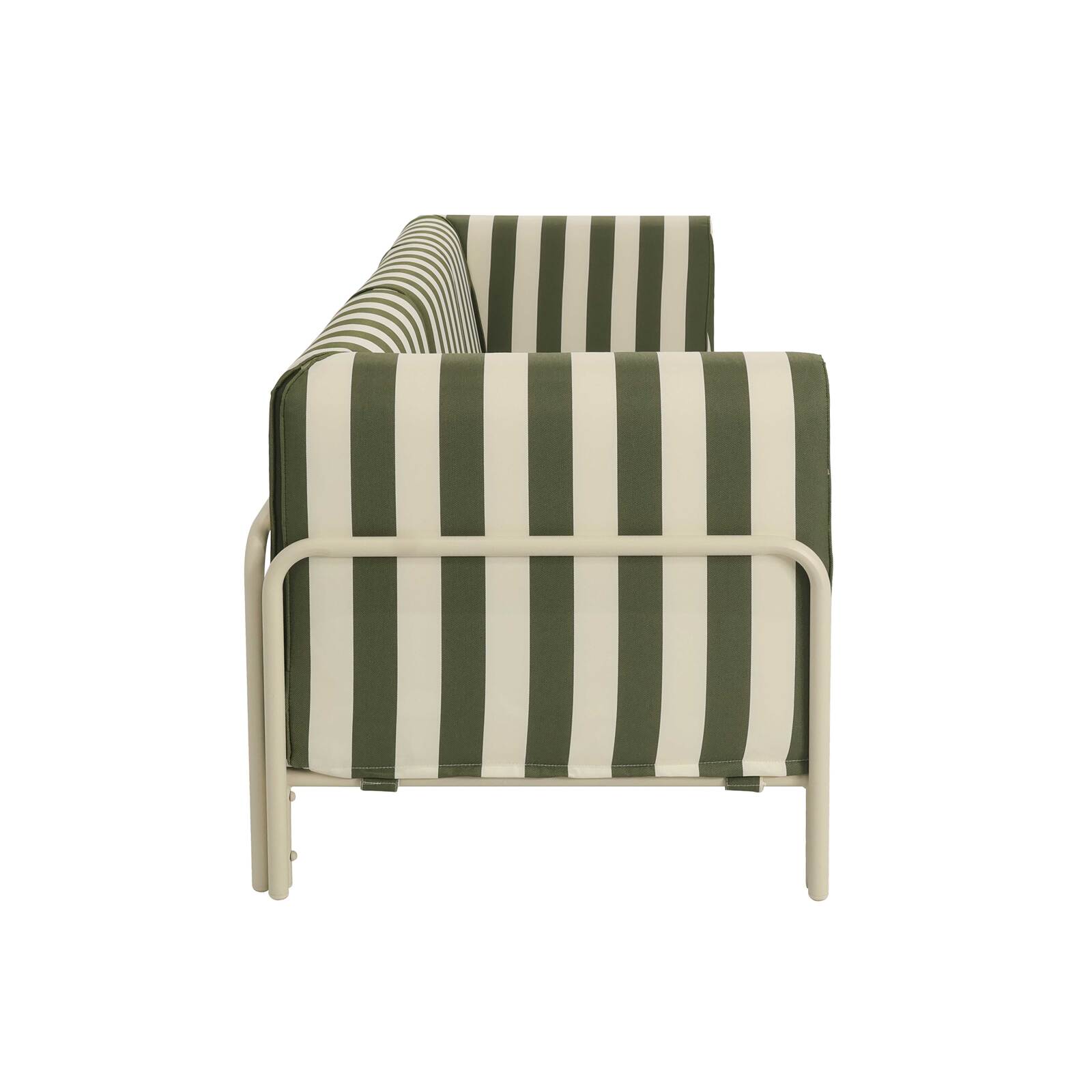 Sofá modular de exterior a rayas para 3 personas con 1 sillón y 2 sillones esquineros