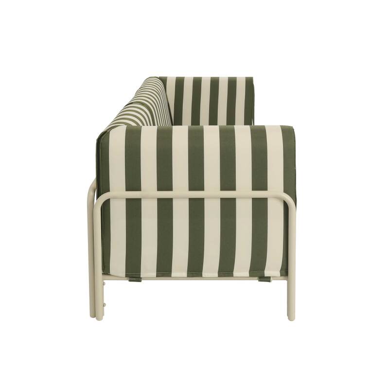 Sofá modular de exterior a rayas para 3 personas con 1 sillón y 2 sillones esquineros (6/9)