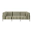 Sofá modular de exterior a rayas para 3 personas con 1 sillón y 2 sillones esquineros