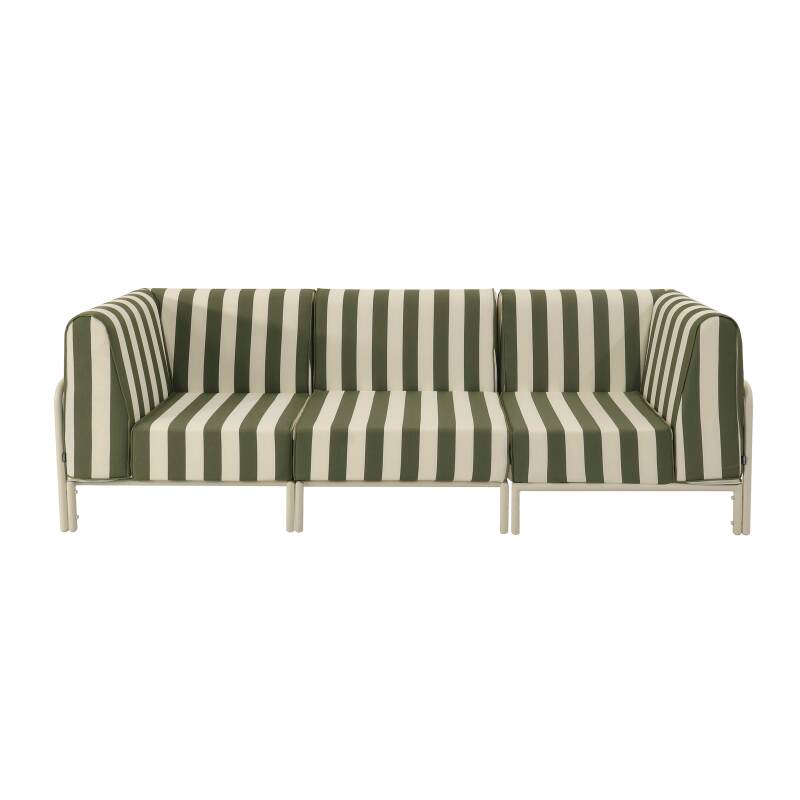 Sofá modular de exterior a rayas para 3 personas con 1 sillón y 2 sillones esquineros (5/9)