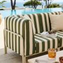 Sofá modular de exterior a rayas para 3 personas con 1 sillón y 2 sillones esquineros