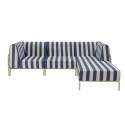 Sofá modular de exterior a rayas para 4 personas con 1 sillón, 2 sillones esquineros y 1 puf