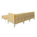 Sofá modular de exterior a rayas para 4 personas con 1 sillón, 1 sillón esquinero, 1 chaise longue y 1 puf