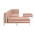 Sofá modular de exterior a rayas para 4 personas con 1 sillón, 1 sillón esquinero, 1 chaise longue y 1 puf