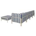 Sofá modular de exterior a rayas para 5 personas con 2 sillones, 1 sillón esquinero, 1 chaise longue y 1 puf