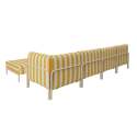 Sofá modular de exterior a rayas para 5 personas con 2 sillones, 1 sillón esquinero, 1 chaise longue y 1 puf