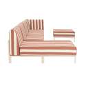 Sofá modular de exterior a rayas para 5 personas con 2 sillones, 1 sillón esquinero, 1 chaise longue y 1 puf