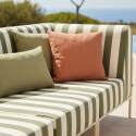 Sofá modular de exterior a rayas para 5 personas con 2 sillones, 1 sillón esquinero, 1 chaise longue y 1 puf