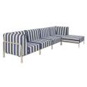Sofá modular de exterior a rayas para 5 personas con 2 sillones, 2 sillones esquineros y 1 puf